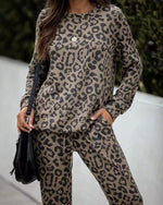 Load image into Gallery viewer, Trendy Leopard Leisure Long Sleeves &amp; Pants Sets

