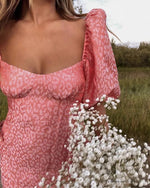 Load image into Gallery viewer, Trendy Pink Puff Sleeve Dress
