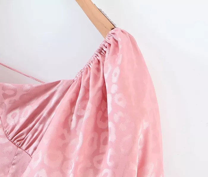 Trendy Pink Puff Sleeve Dress