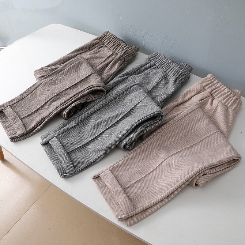 Cozy Casual Woolen Thick Warm Trousers