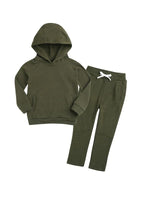 Load image into Gallery viewer, Soft Army Green Solid Hoodie and Pants Set
