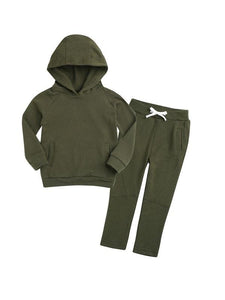 Soft Army Green Solid Hoodie and Pants Set