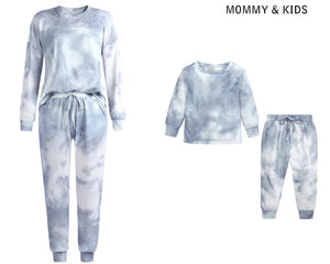 Mommy & Me Matching - Comfy Purple-ish Grey Tie-Dye Co-ord Set