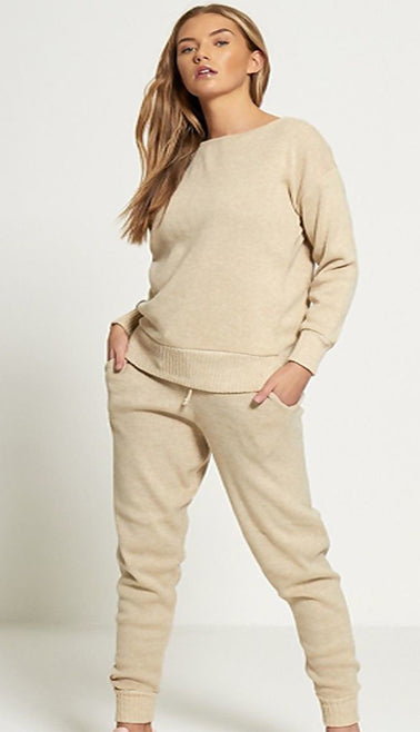 Cozy Beige Lounge Knitted Set