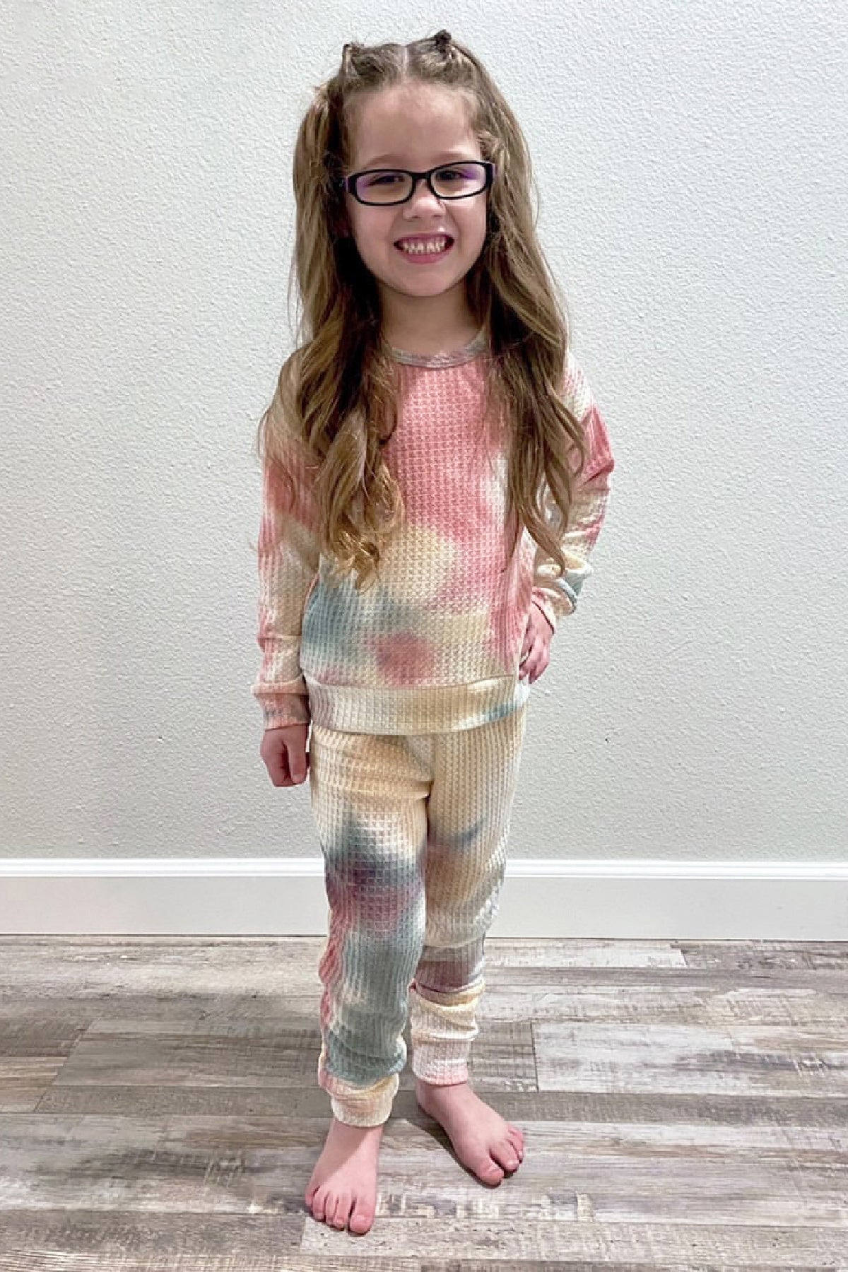 Kids/Pre-Schoolers Soft Long Sleeves and Pants Hand Tie Dyed Waffle Set