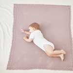Load image into Gallery viewer, 100% Organic Cotton Dusty Rose Pink Baby Cable Knit Blanket
