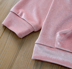 Load image into Gallery viewer, Boys &amp; Girls Velvet Tracksuit Pullover Hooded Sweatshirt &amp; Pants Sets - cuff and hem
