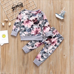 Comfy Floral Girl's Long Sleeve & Trouser Set