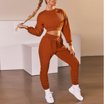 Load image into Gallery viewer, Trendy Autumn Tracksuit Long Sleeve Crop Top &amp; Pants Co-ord Sets
