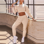 Load image into Gallery viewer, Trendy Autumn Tracksuit Long Sleeve Crop Top &amp; Pants Co-ord Sets
