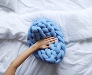 Chunky Handmade Cable-Knit Throw Pillow