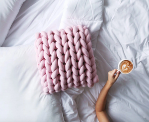 Chunky Handmade Cable-Knit Throw Pillow