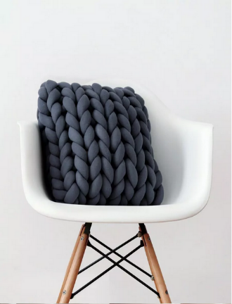 Chunky Handmade Cable-Knit Throw Pillow