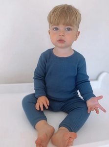 Deep Blue - Comfy Loungewear Family Matching Long Sleeves & Pants Sets