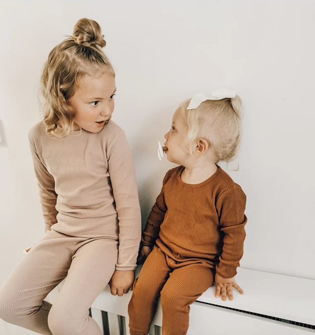 Dusty Rose Tan - Comfy Loungewear Family Matching Long Sleeves & Pants Sets