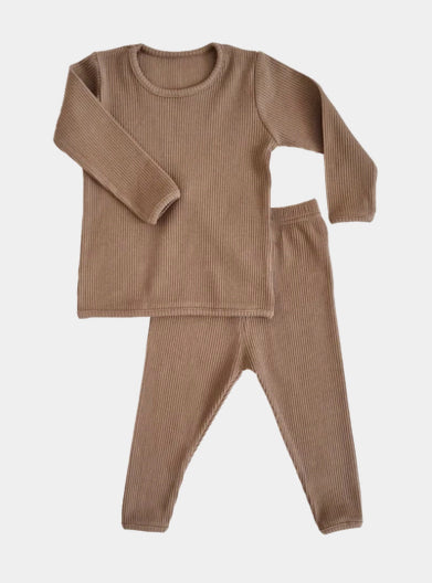 Sepia Brown - Comfy Loungewear Family Matching Long Sleeves & Pants Sets