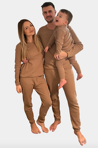 Sepia Brown - Comfy Loungewear Family Matching Long Sleeves & Pants Sets