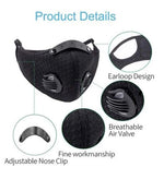 Load image into Gallery viewer, Black Dual Valve Mesh w/ PM 2.5 Filter Sports Face Mask
