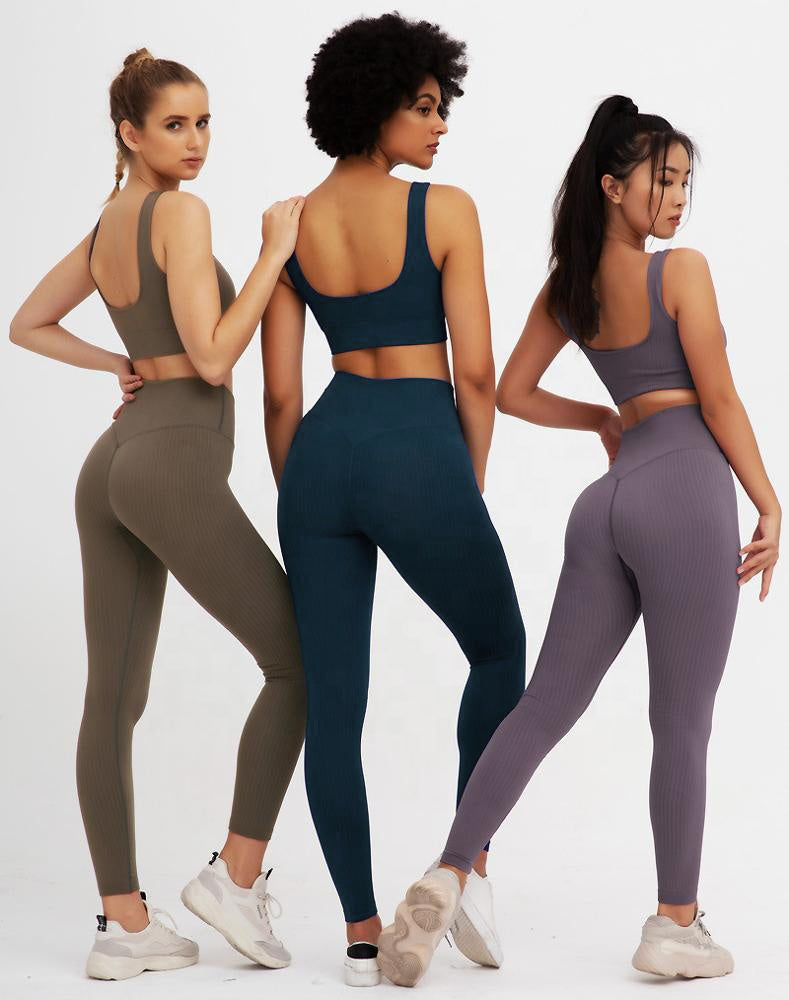 Trendy Seamless Bra and Pants Fitness Set