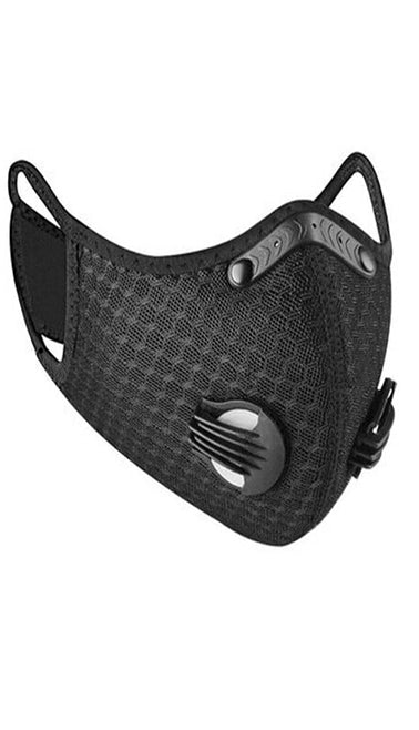 Black Dual Valve Mesh w/ PM 2.5 Filter Sports Face Mask