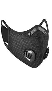 Black Dual Valve Mesh w/ PM 2.5 Filter Sports Face Mask