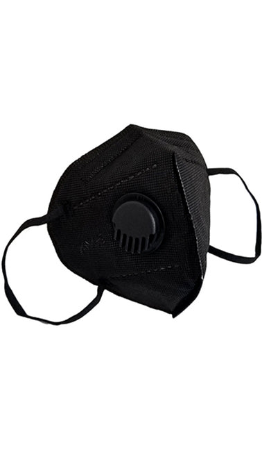 KN95 Black Face Mask with Air Valve - Individually Wrapped