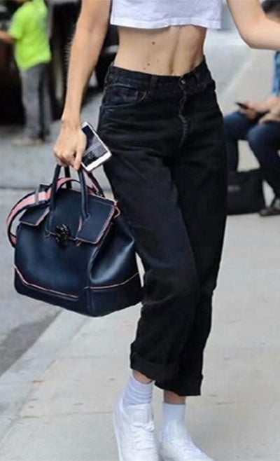 High-Waisted Trendy Daddy Loose Jeans/Pants