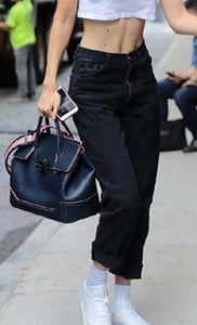 High-Waisted Trendy Daddy Loose Jeans/Pants