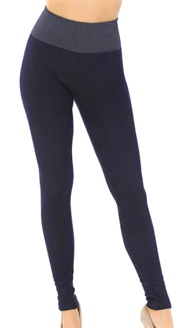 Denim Fleece Lined High Waisted Leggings