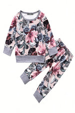 Load image into Gallery viewer, Comfy Floral Girl&#39;s Long Sleeve &amp; Trouser Set
