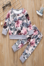 Load image into Gallery viewer, Comfy Floral Girl&#39;s Long Sleeve &amp; Trouser Set
