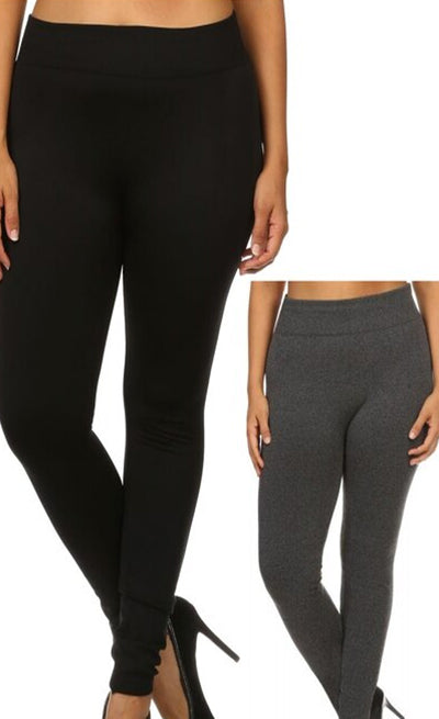 Plus Size - (2 Pack) Fleece Lined Buttery Soft Leggings – COMFY