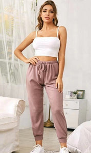 Ribbed Comfy High-Waisted Trousers/Joggers