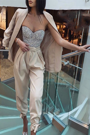Trendy Blazer and Pantsuit Two Piece Co-ord Set
