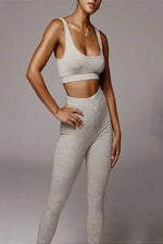 Load image into Gallery viewer, Comfy Knitted Crop Top and Pants Two-Piece Set
