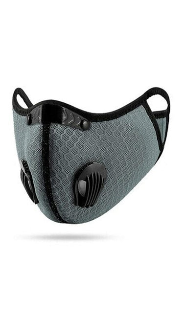 Light Grey Dual Valve Mesh w/ PM 2.5 Filter Sports Face Mask