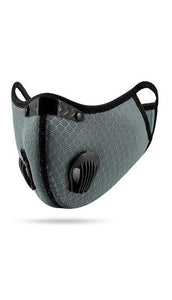 Light Grey Dual Valve Mesh w/ PM 2.5 Filter Sports Face Mask