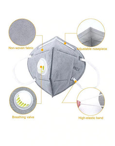 KN95 Grey Face Mask with Air Valve - Singles - Individually Wrapped