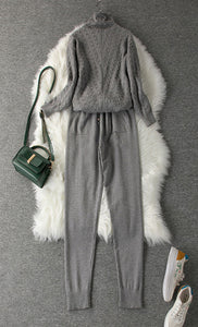 Cozy Soft Computer Knitted Co-ord Sets - DARK GREY