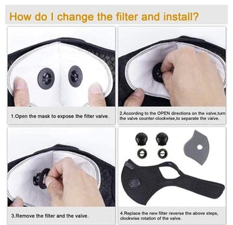 Light Grey Dual Valve Mesh w/ PM 2.5 Filter Sports Face Mask