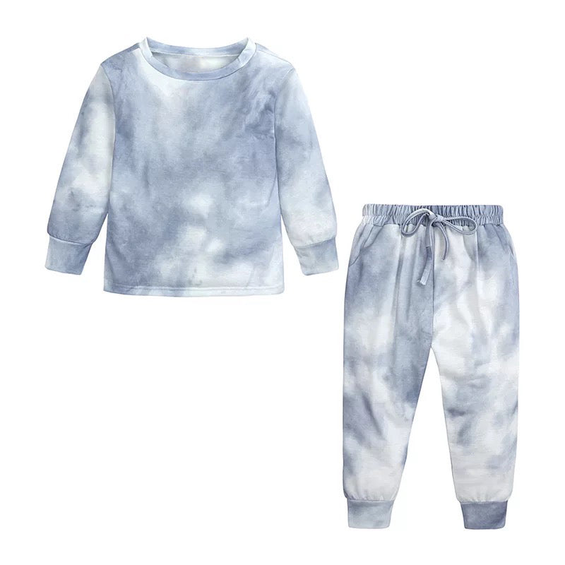 Kids Comfy Light Greyish Tie-Dye Co-ord Set