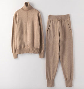 Cozy Luxury Feel Knit Co-ord Sets - LT BROWN