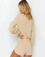 Load image into Gallery viewer, Cozy Super Soft Leisure Suit Knit Sweater and Shorts Co-Ord Set
