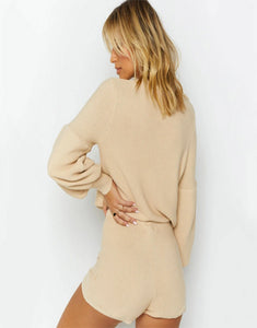 Cozy Super Soft Leisure Suit Knit Sweater and Shorts Co-Ord Set