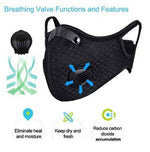 Load image into Gallery viewer, Black Dual Valve Mesh w/ PM 2.5 Filter Sports Face Mask
