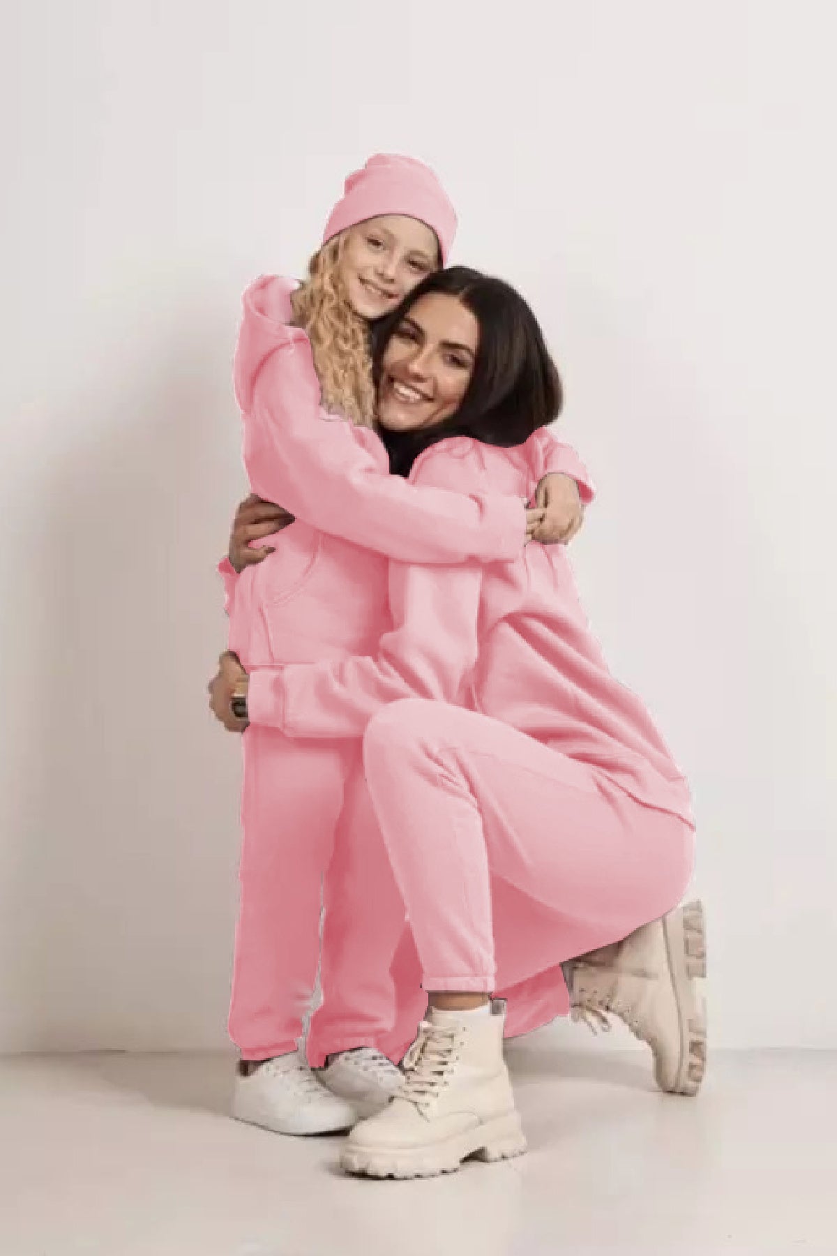 Mommy & Me Pullover Hooded Tracksuits Pink