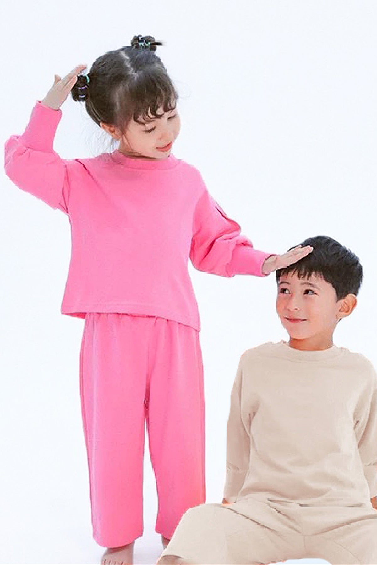 Hot Pink Pullover Lantern Sleeve and Pants Kids Set