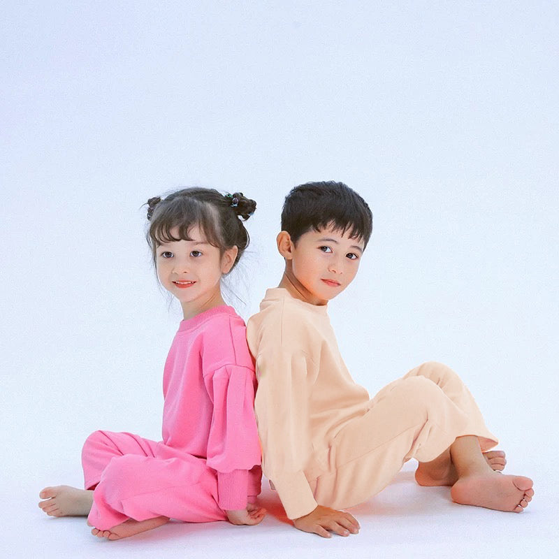 Hot Pink Pullover Lantern Sleeve and Pants Kids Set