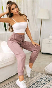 Ribbed Comfy High-Waisted Trousers/Joggers