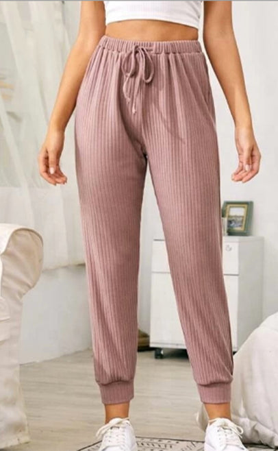 Ribbed Comfy High-Waisted Trousers/Joggers